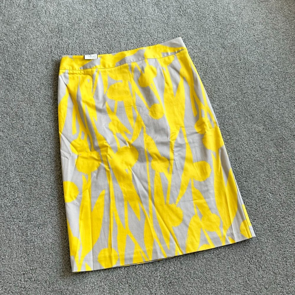 Boden Dandelion Mod Pencil Skirt in Yellow and Gray Cotton Blend US 4R   - I1454